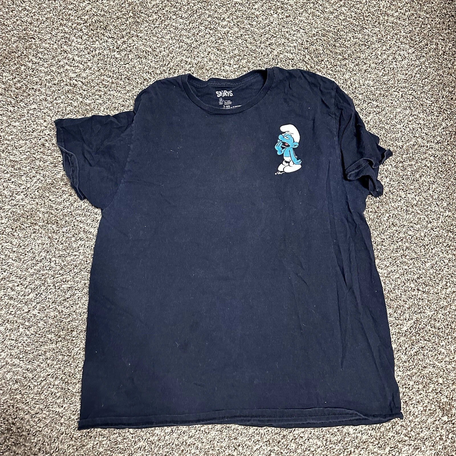 The Smurfs Lazy Sleepy Smurf Mushroom Cartoon Graphic T-Shirt Retro Style