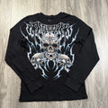 Vintage Y2K Affliction Ice Inferno Tribal Skull Long Sleeve Thermal Shirt MEDIUM