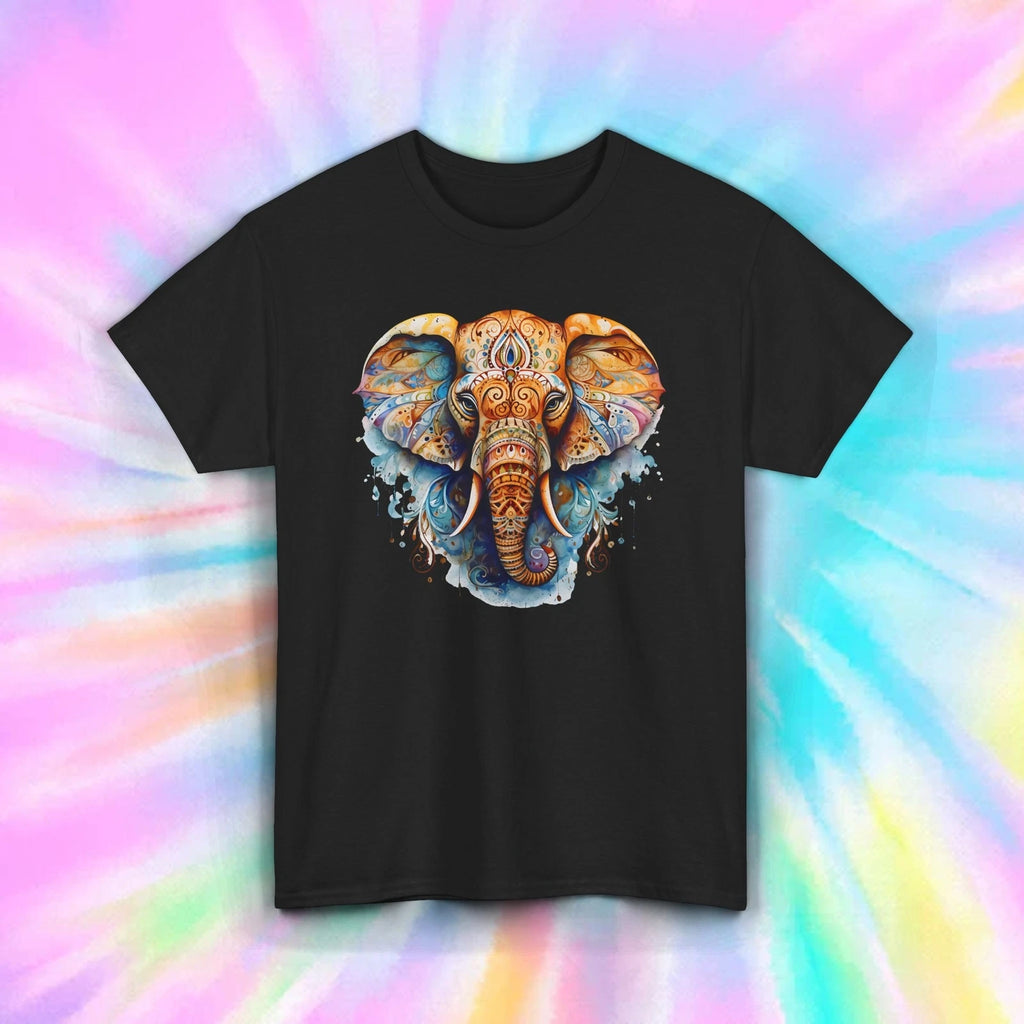 Boho Elephant T-Shirt Colorful Spiritual Mandala Art Graphic Tee S-5XL