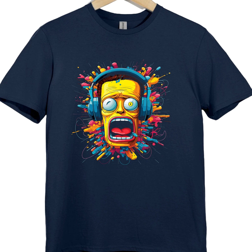 Headphone DJ T Shirt Funny Music Lover Gift Colourful Pop Art Graphic Tee Top