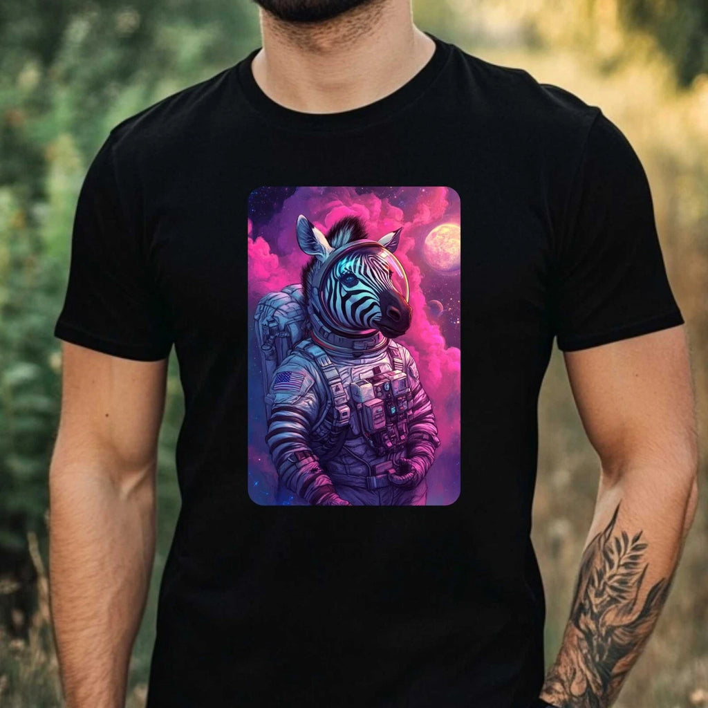 Mens Zebra Astronaut Print Cotton T-Shirt Size XS to 5XL