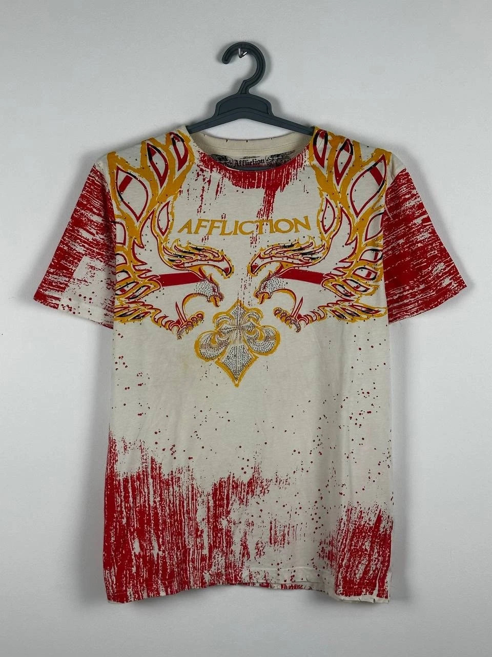 Y2K Grunge Affliction Angel Skull Knife T Shirt Avant Garde Size L