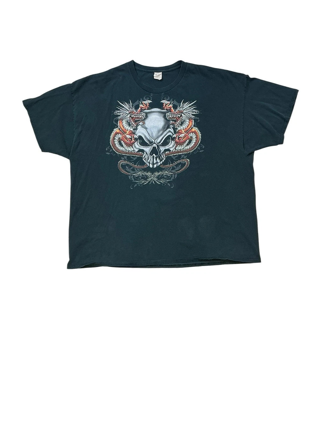 Y2K Skull & Dragon Graphic T-Shirt (2xl)