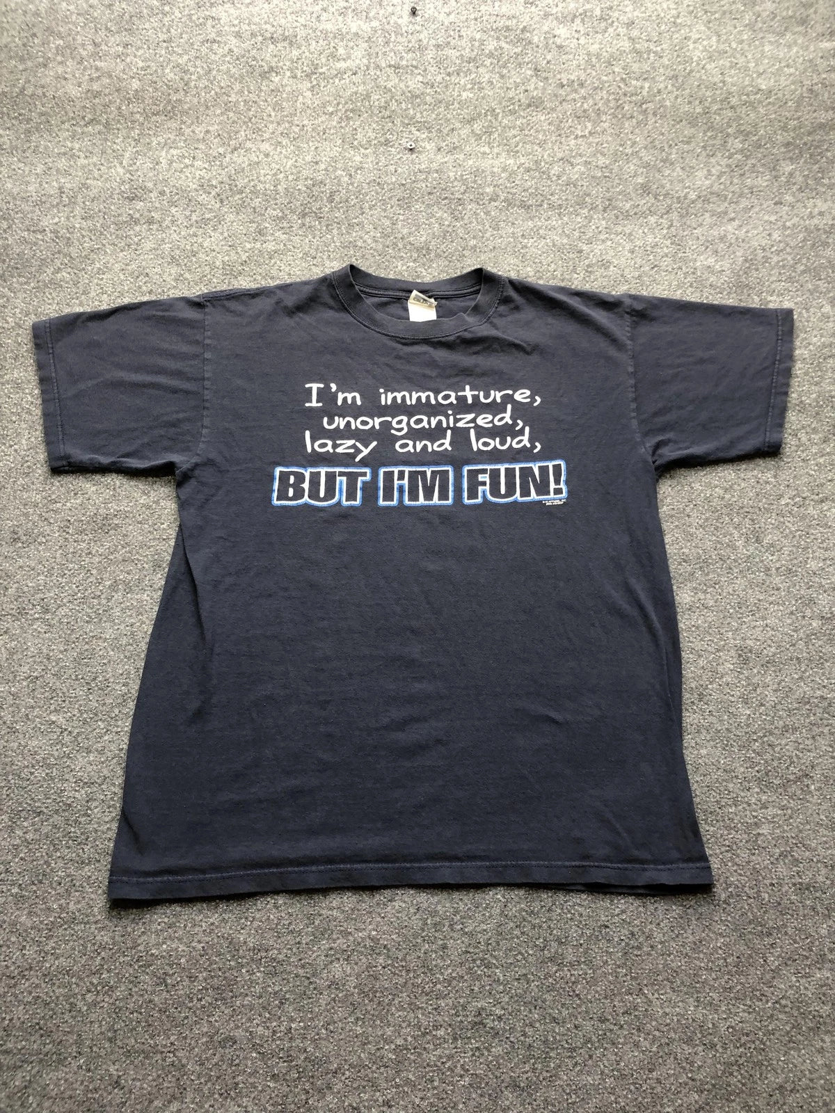 Vintage Immature Lazy Loud Shirt Mens Large Blue Funny Gildan Graphic Tee 00s