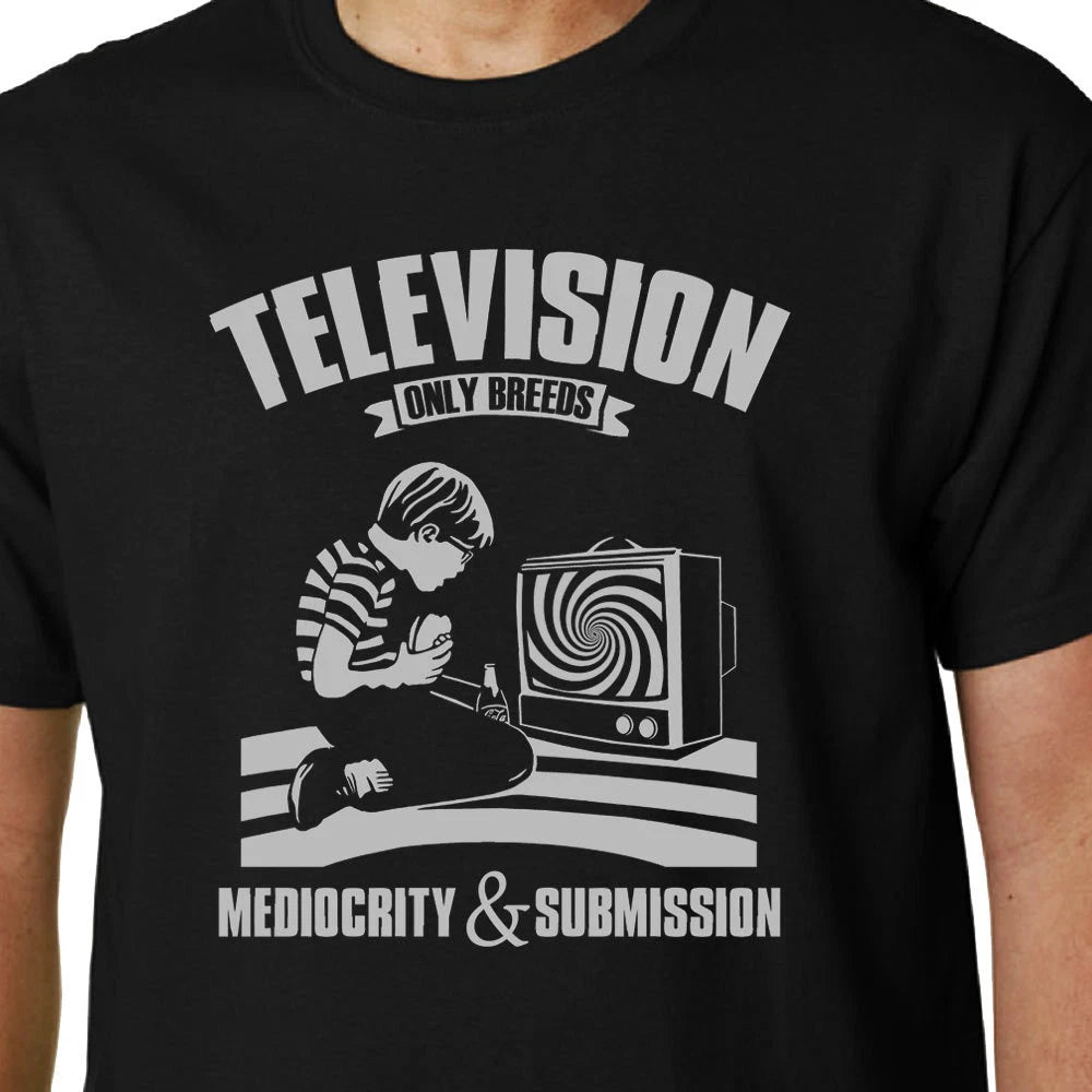 Mediocrity Race Only Television & Presentation T-Shirt Motto Phrase Funny Banksy