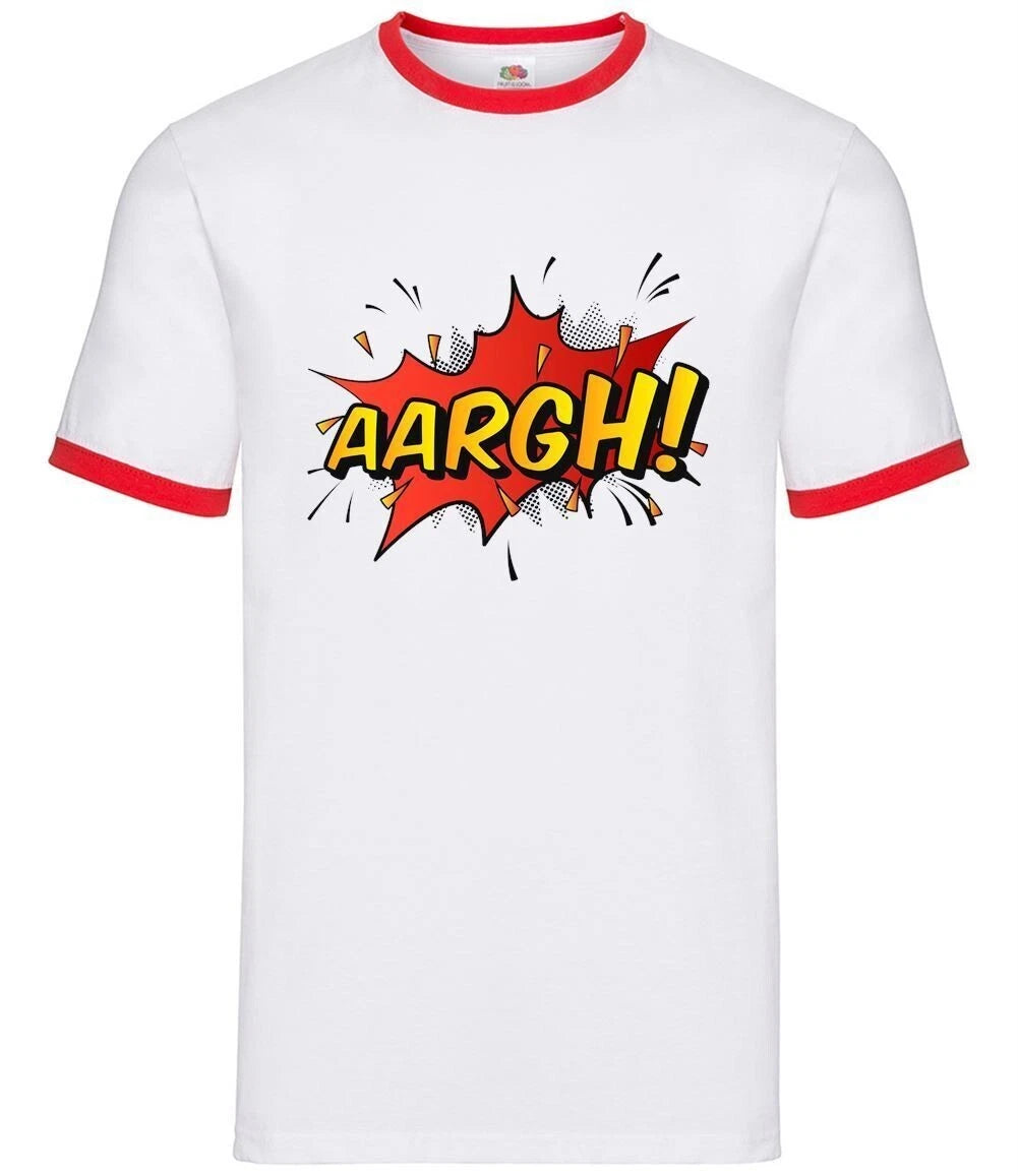 Aargh! Word Art - Mens Ringer - Comic Book Graphic Novel Pop Art Hero