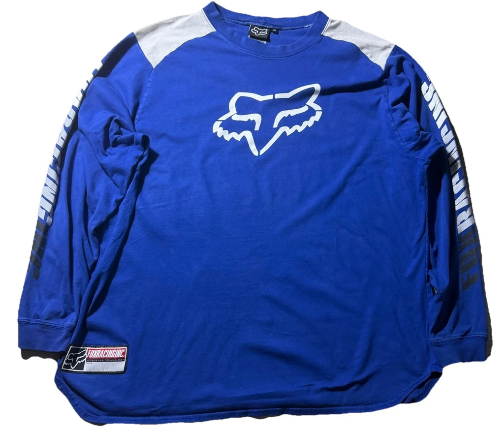 Y2K Fox Racing Long Sleeve Jersey Shirt Mens 4XL Blue Motocross BMX MX