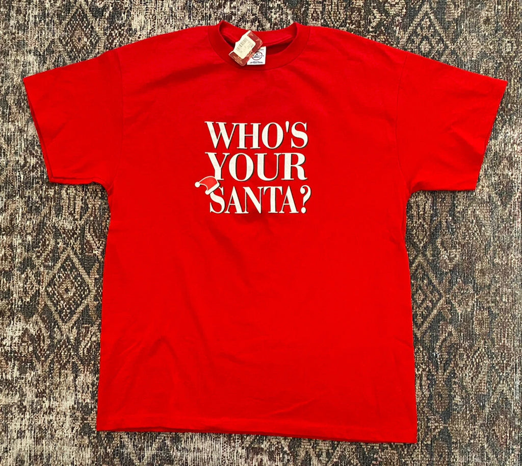 VTG Y2K Whos Your Santa Christmas T Shirt SZ L Delta NWT Holiday