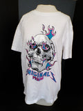 Preme Y2K Originals Skull Flames White T-shirt Embroidered Short Sleeve Size M