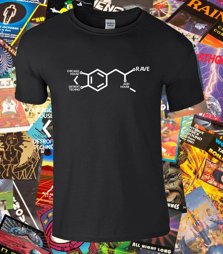 ECSTASY RAVE T-SHIRT CHICAGO HOUSE DETROIT TECHNO ACID HOUSE MDMA DRUG PARODY