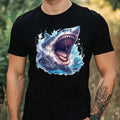 Mens Watercolour Shark Motif Cotton T-Shirt Size XS to 5XL