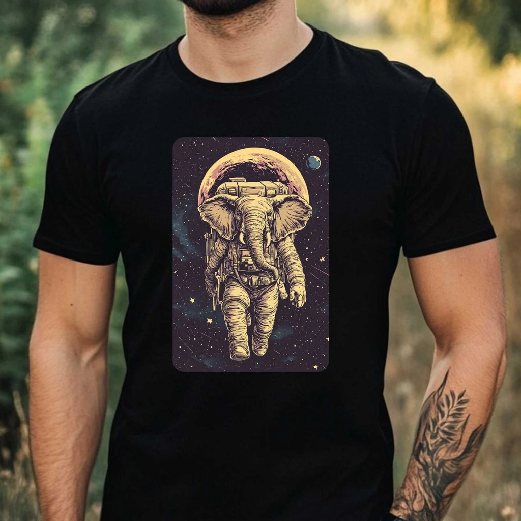 Mens Elephant as Astronaut Print Cotton T-Shirt Size XS to 5XL