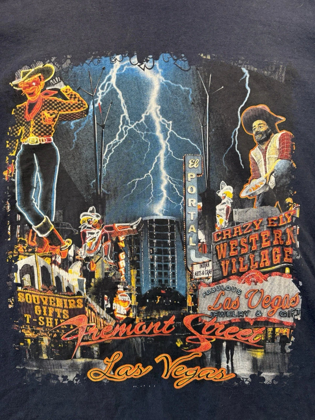 Vintage 90s Bayside Las Vegas Freemont Street Neon Cowboy Shirt Men’s Xl Heavy