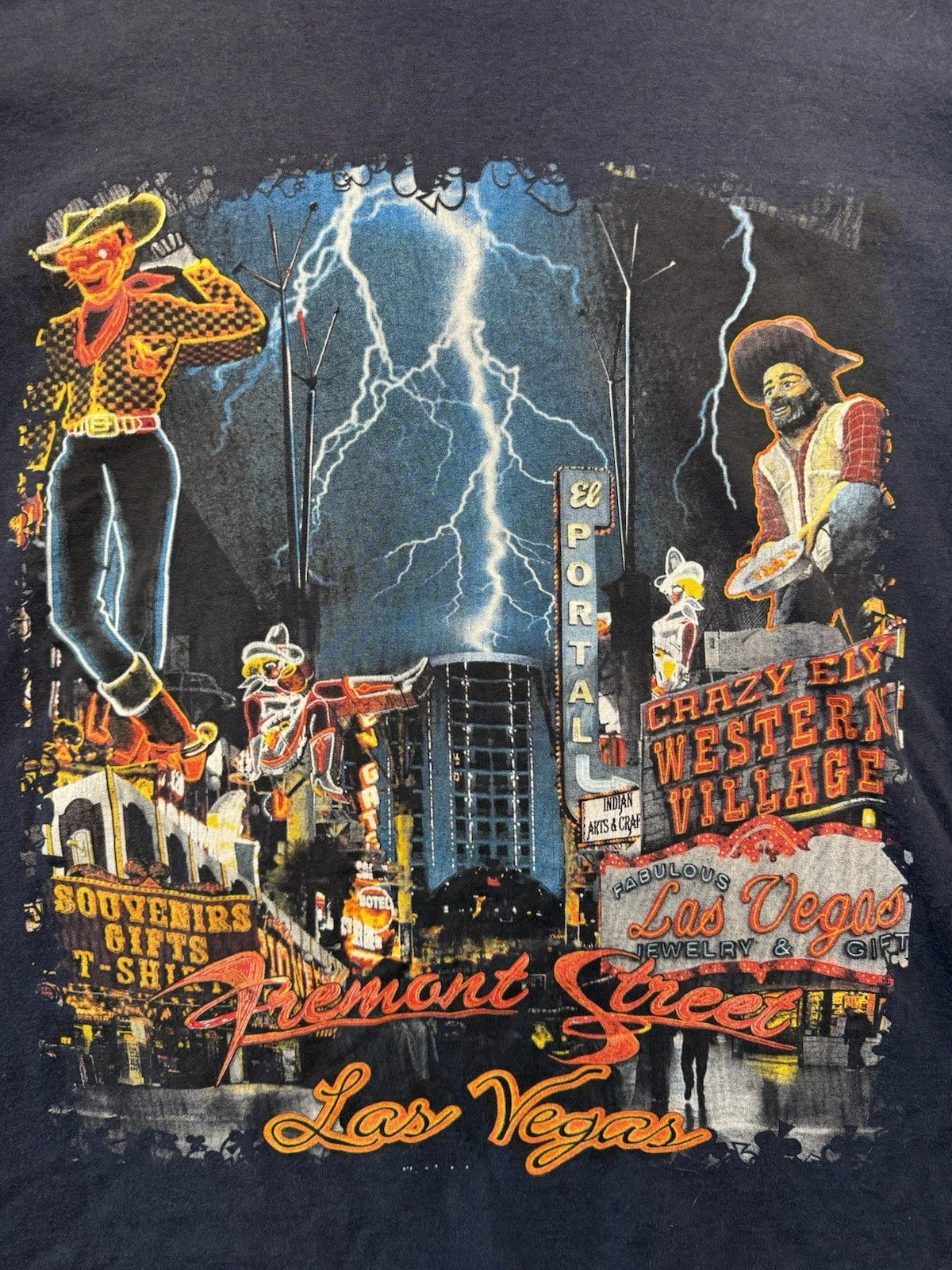 Vintage 90s Bayside Las Vegas Freemont Street Neon Cowboy Shirt Men’s Xl Heavy