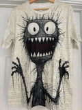 Anime/ "Monster In Panic" Pattern Men's Novelty Short Sleeve Crew T-shirt/ Sz XL