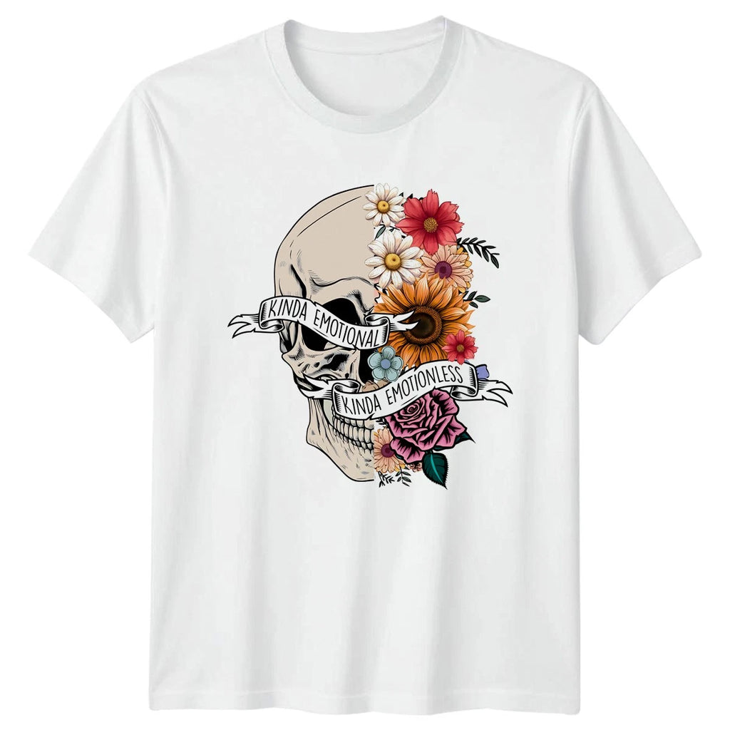 Kinda Emotional Kinda Emotionless T-Shirt Skull Boho Birthday Gift For Him