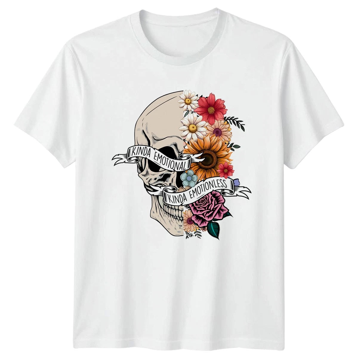 Kinda Emotional Kinda Emotionless T-Shirt Skull Boho Birthday Gift For Him