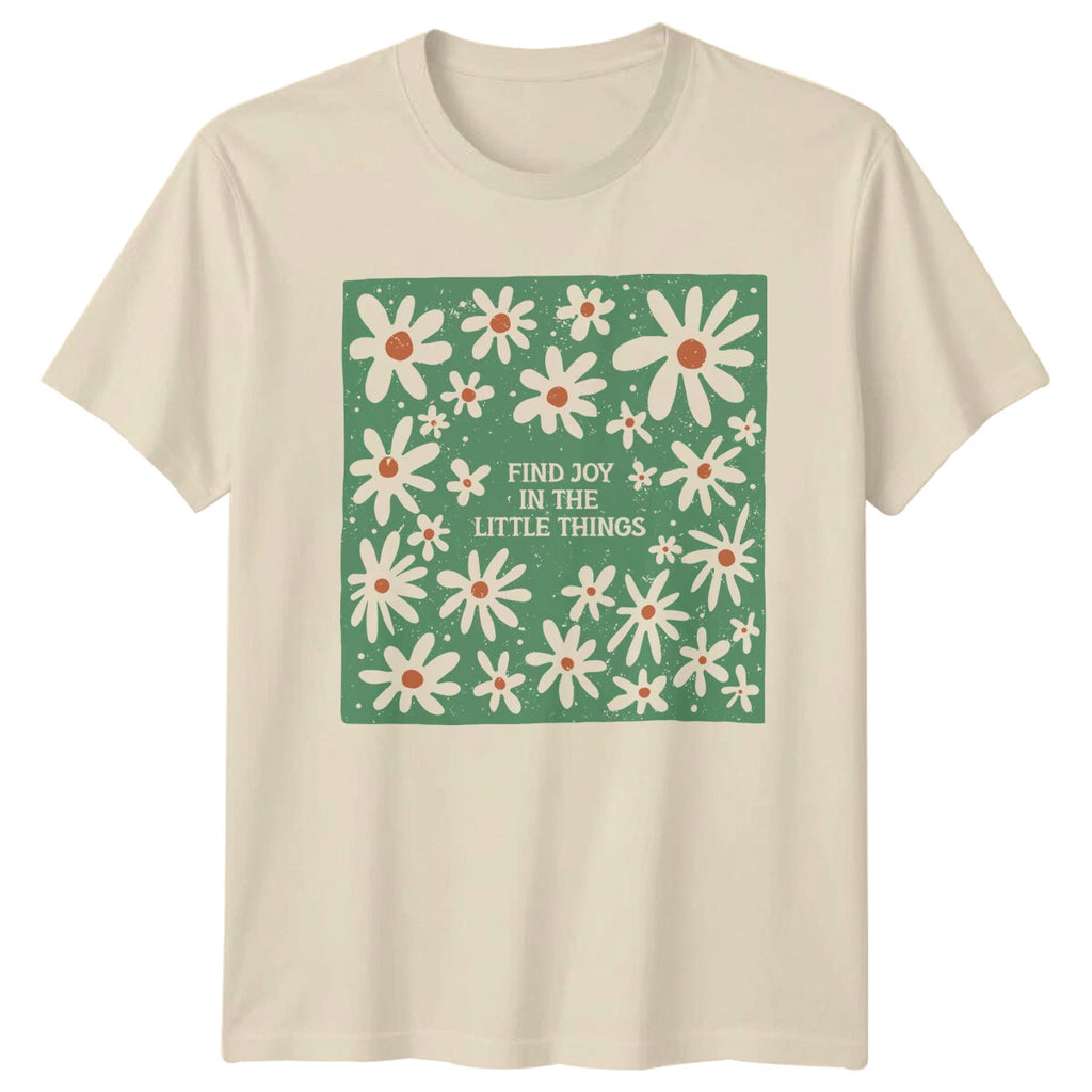 Find Joy In The Little Things Daisy Flower Boho Nature T-Shirt