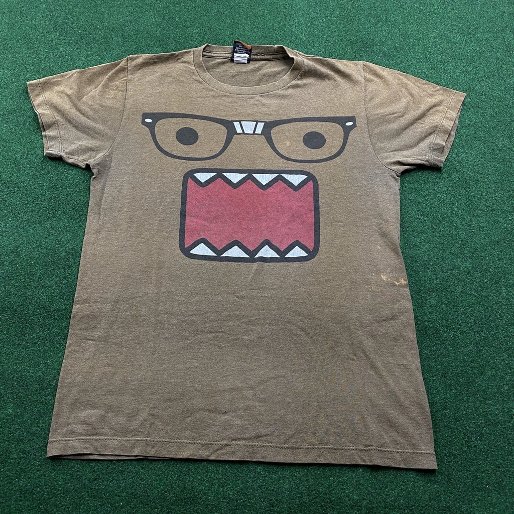 Vintage Domo Shirt Mens M Brown Y2K Domokun Japan Big Face Graphic Tee 2011