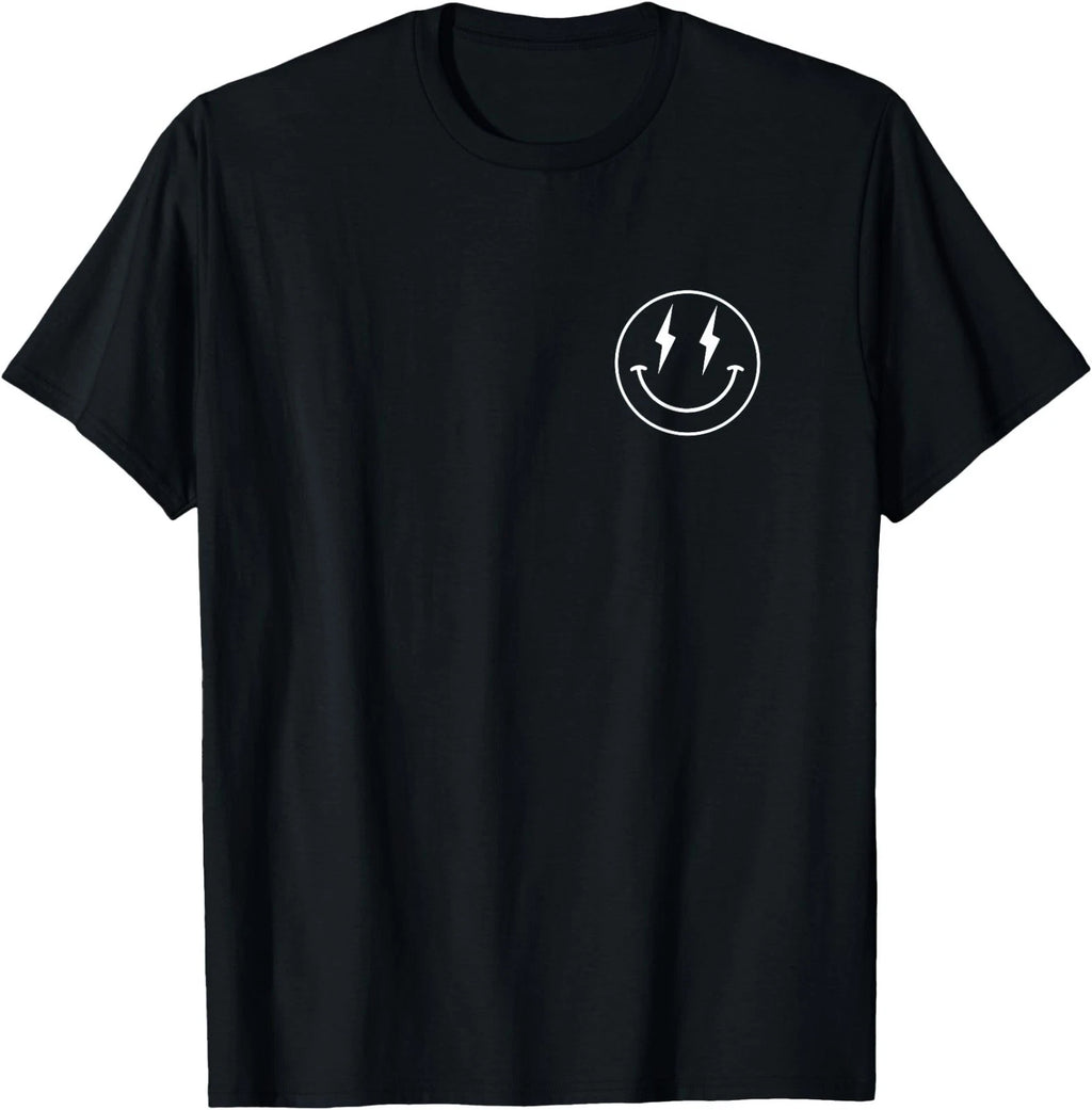 Minimalist 80s Lightning Bolt Eyes Happy Smiling Smile Face T-Shirt
