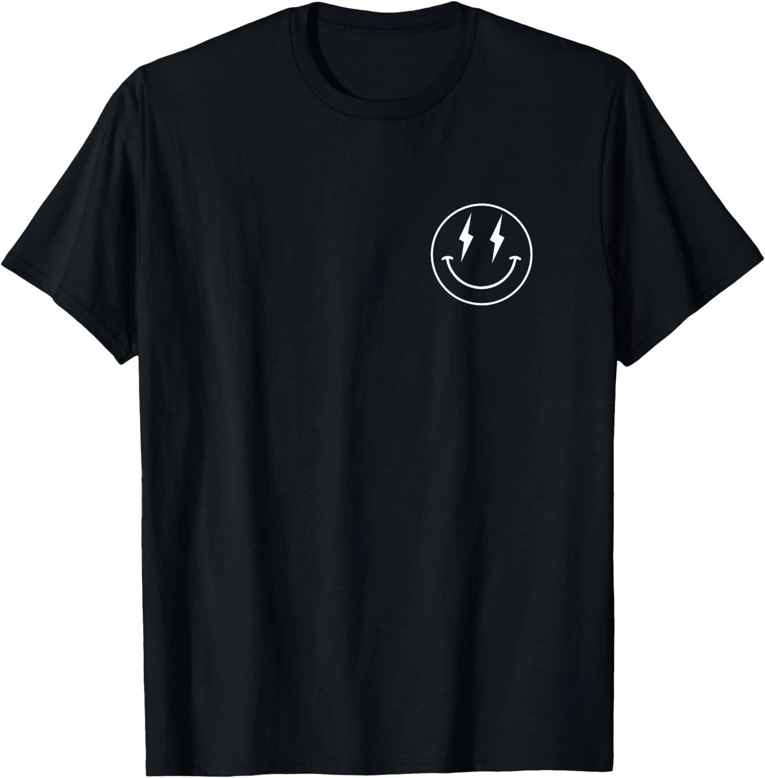 Minimalist 80s Lightning Bolt Eyes Happy Smiling Smile Face T-Shirt