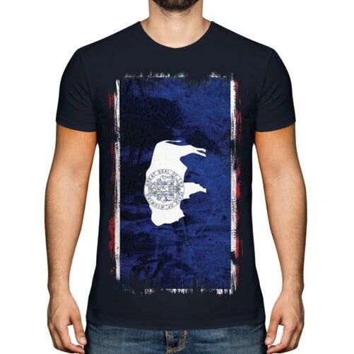 Wyoming Bundesstaat Grunge Flagge Herren T-Shirt Wyomingite Hemd Trikot Gift