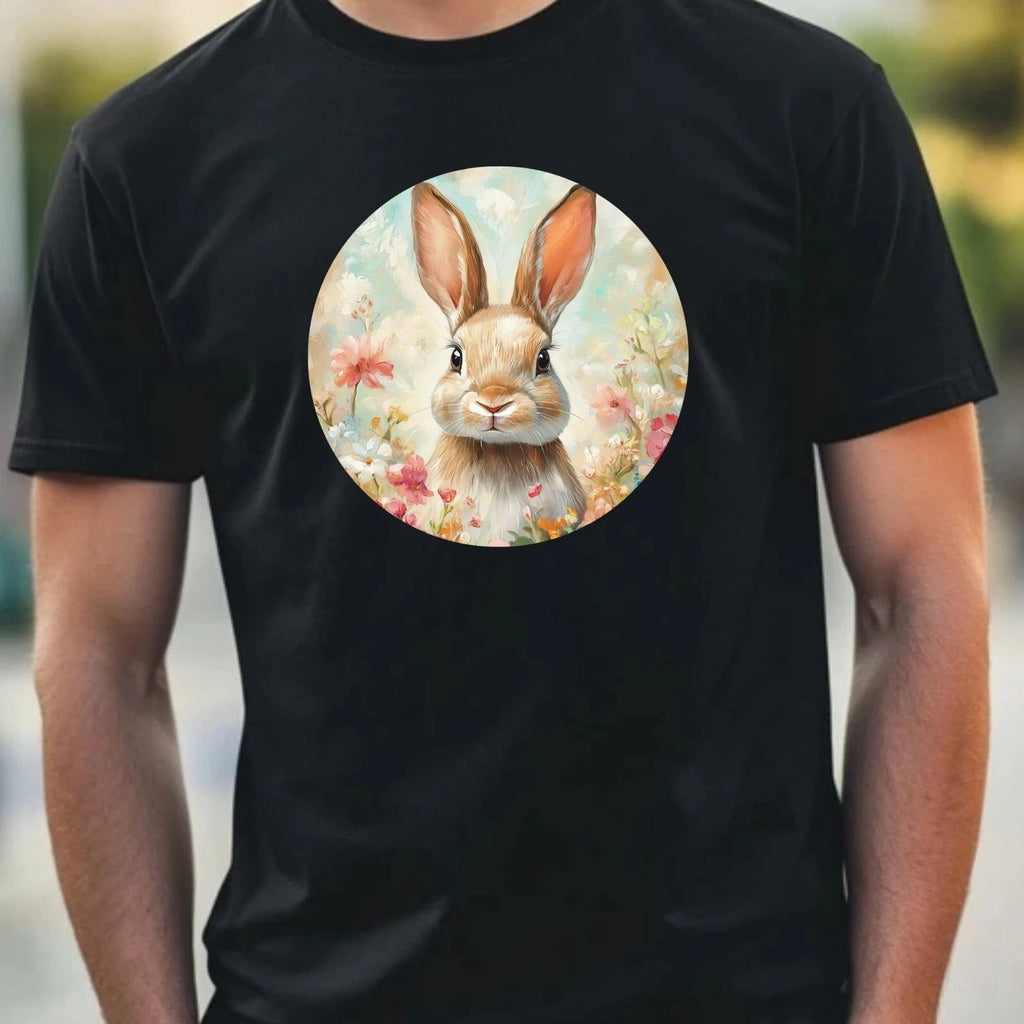 Mens Rabbit Portrait Motif Cotton T-Shirt Size XS to 5XL