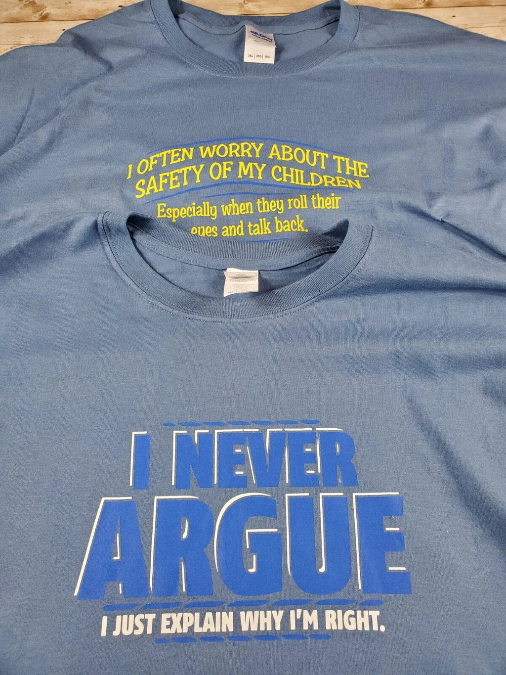 Lot 2 Funny Dad Joke T-Shirts Size 3XL Blue  New No Tag Father's Christmas Gift