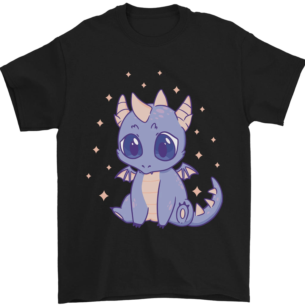 Cute Kawaii Baby Dragon Mens T-Shirt 100% Cotton