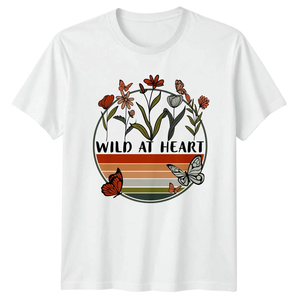 Wild At Heart T-Shirt Butterfly Wildflower Nature Boho Birthday And Her