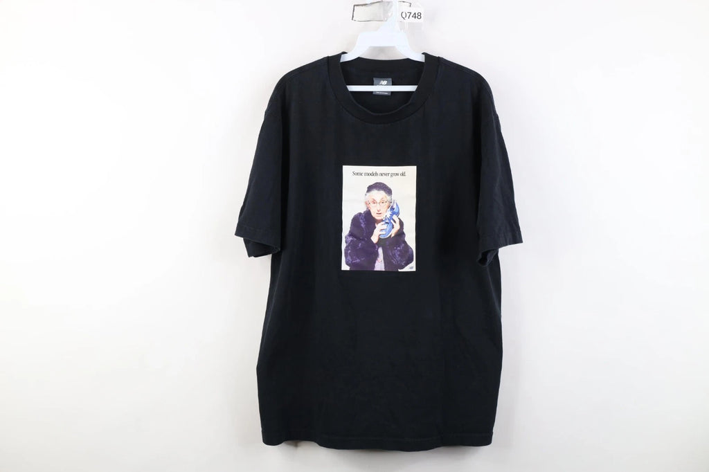 Vintage Y2K New Balance Mens Large Some Models Never Grow Old T-Shirt Black
