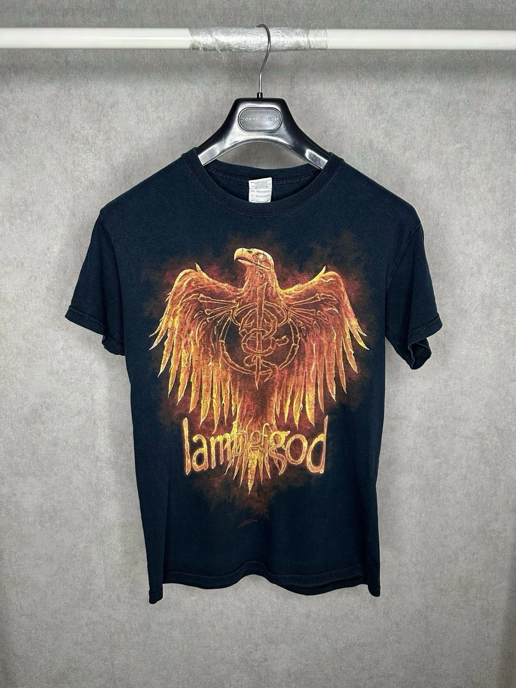 Lamb Of God Y2K Eagle Print T Shirt Black Mens Metal Band Size S