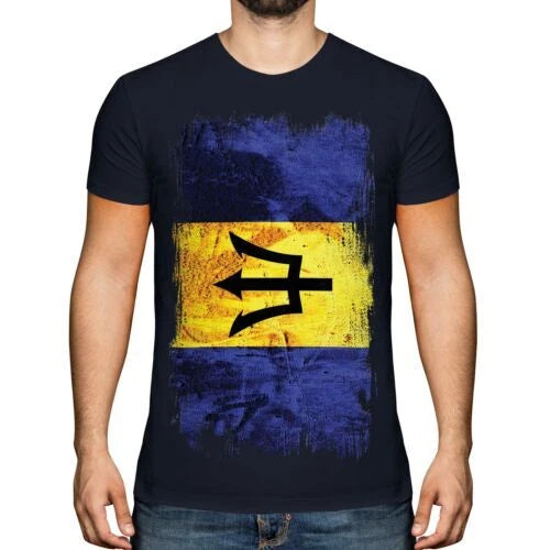 Barbados Grunge Flag Men's Barbados T-Shirt Football Bajan Jersey Shirt