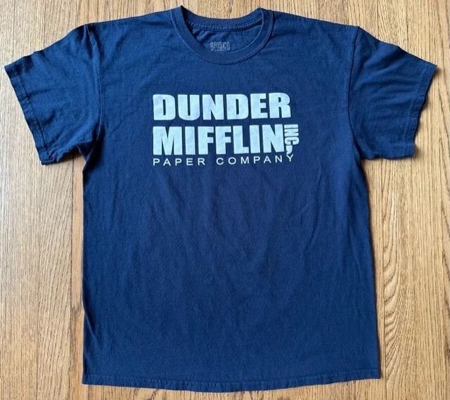 THE OFFICE Dunder Mifflin NAVY BLUE T Shirt - Mens Size L - Short Sleeve LARGE