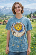 Sun & Moon Boho Acid Wash T-Shirt – Celestial Festival Cosmic No Time brand