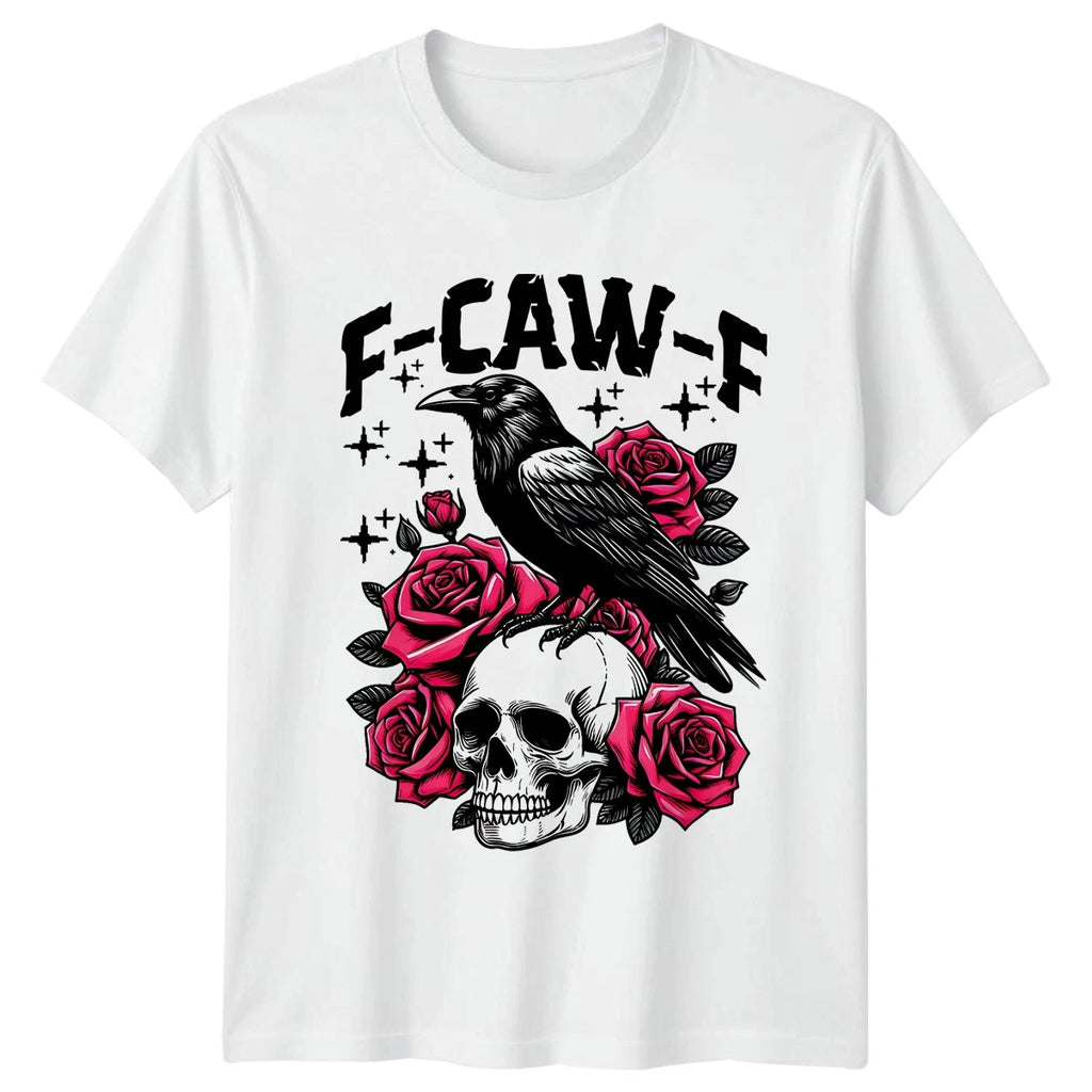 F-Caw-F Skull And Crow Gothic Mens T-Shirt Womens Tee Graphic Unisex Top