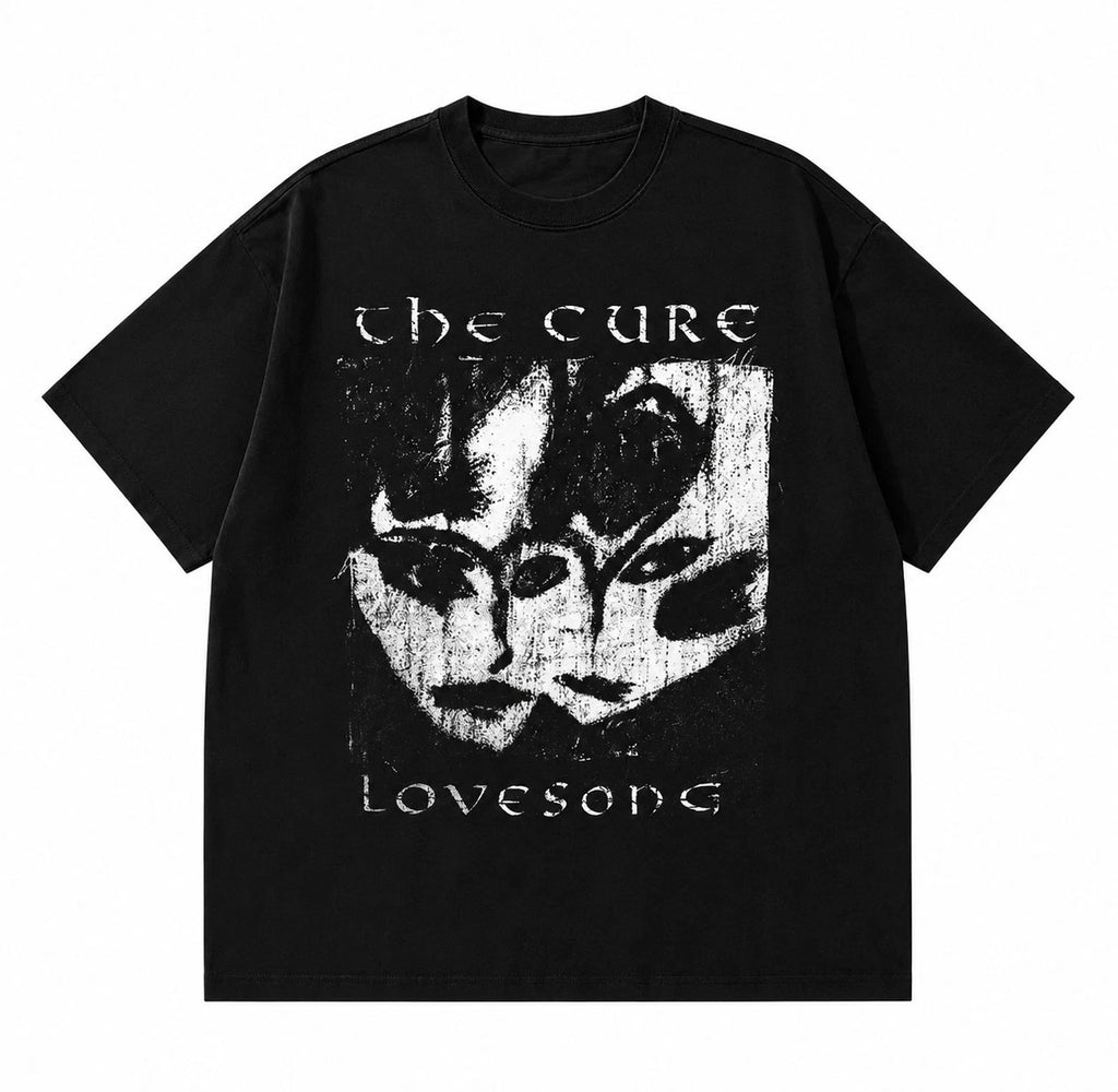 The Cure Lovesong T-Shirt 80s Gothic Rock Band Graphic Tee Mens Black Cotton UK