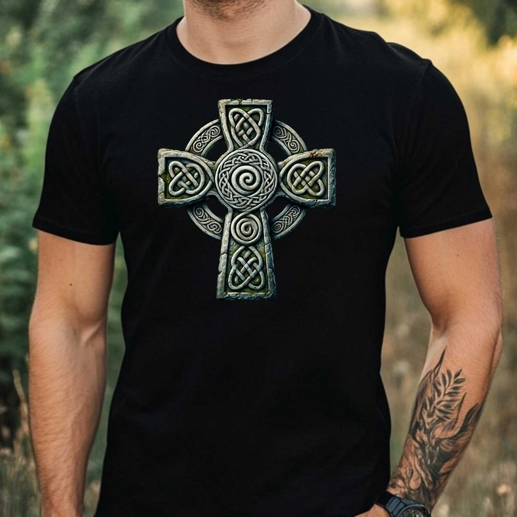Mens Celtic Crosses Motif Cotton T-Shirt Size XS to 5XL