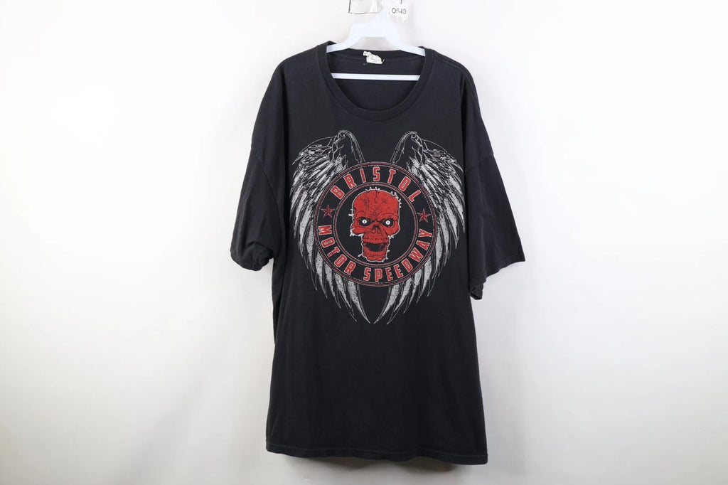 Vintage Y2K Mens 3XL Thunder Valley Bristol Motor Speedway Skull Wings T-Shirt