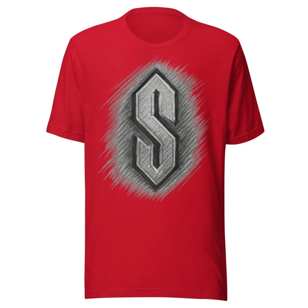 COOL "S" SHIRT  - VINTAGE Y2K  90's - ART GRAFFITTI FUNNY - RED