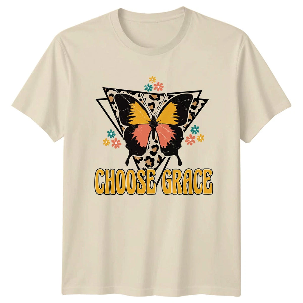 Choose Grace Womens T-Shirt Butterfly Floral Print Gift For Her