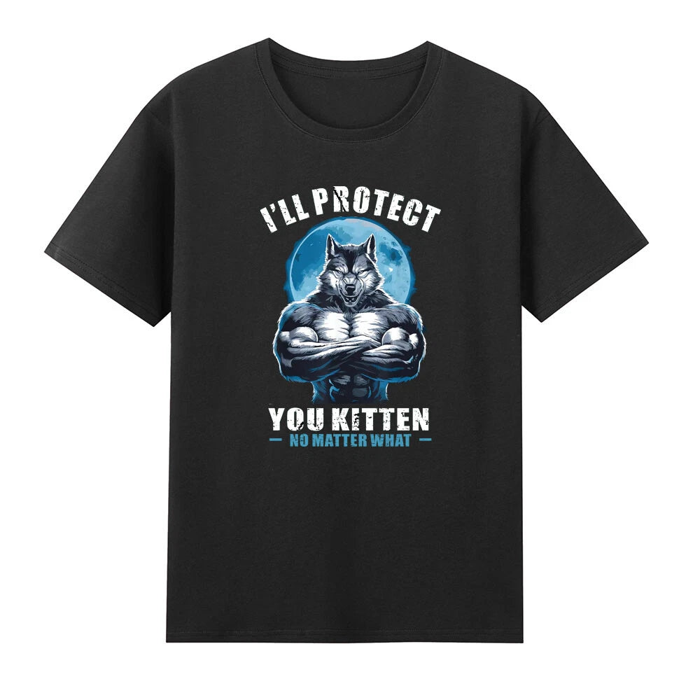 I'll Protect You Kitten No Matter What Funny Male Wolf Meme Retro Men's T-Shirt