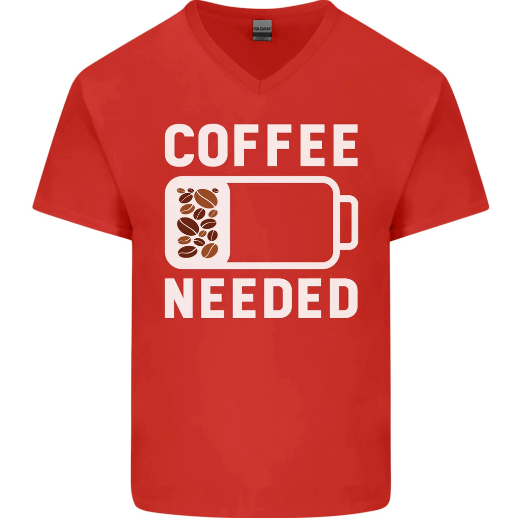 Coffee Needed Funny Addict Mens V-Neck Cotton T-Shirt