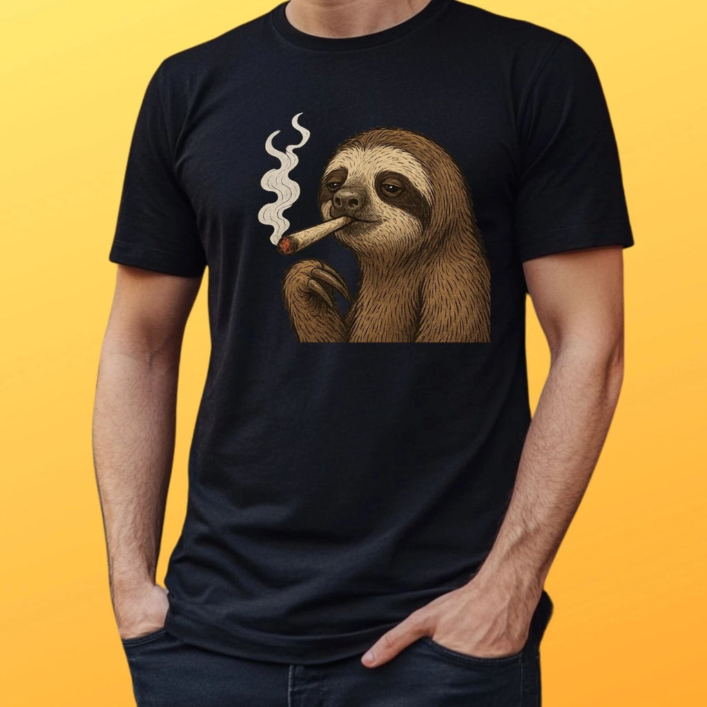 Mens Relaxed Sloth Print Cotton T-Shirt Size XS to 5XL