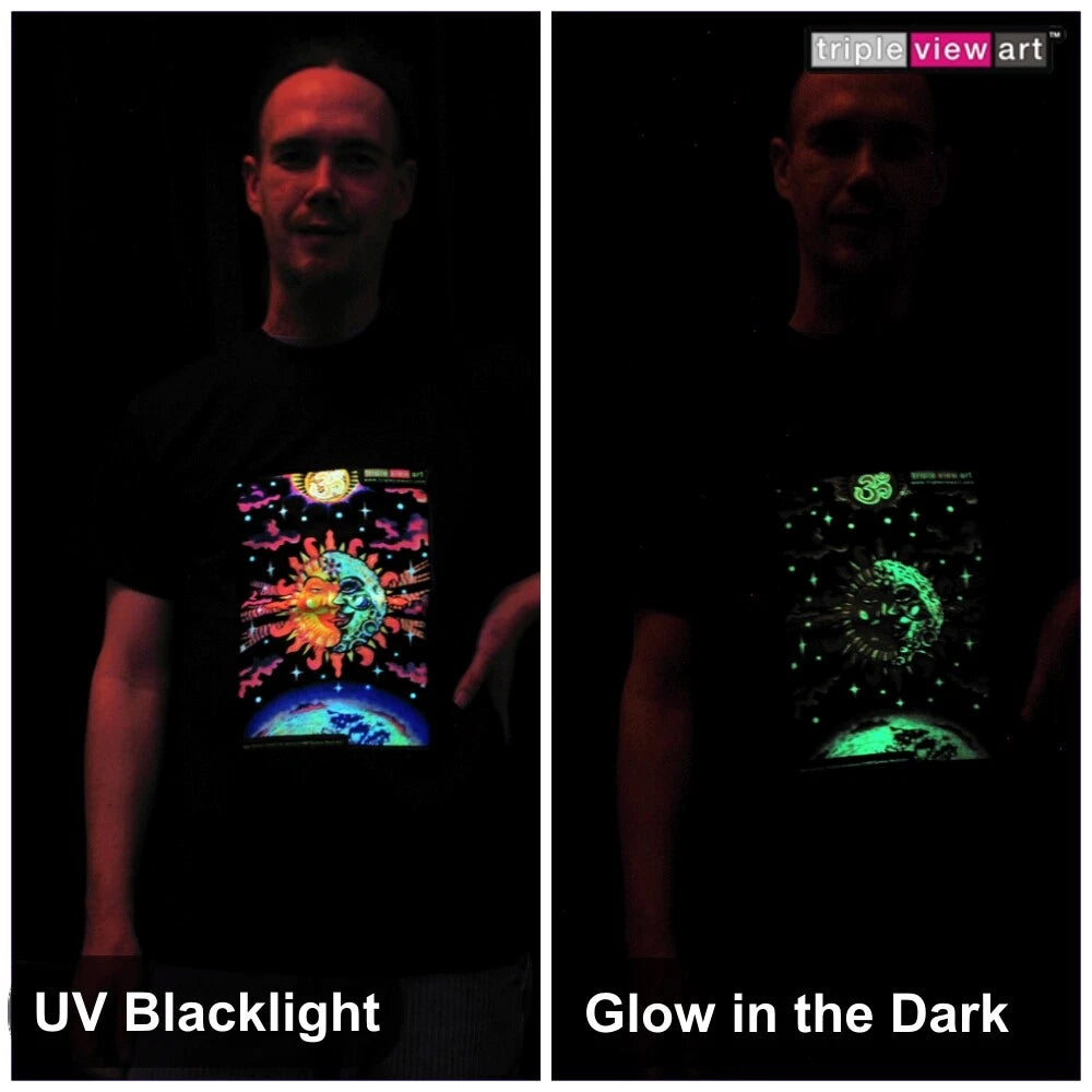 MENS T-SHIRT UV-Blacklight Glow-In-The-Dark Psychedelic Psy Goa Trance Art Club
