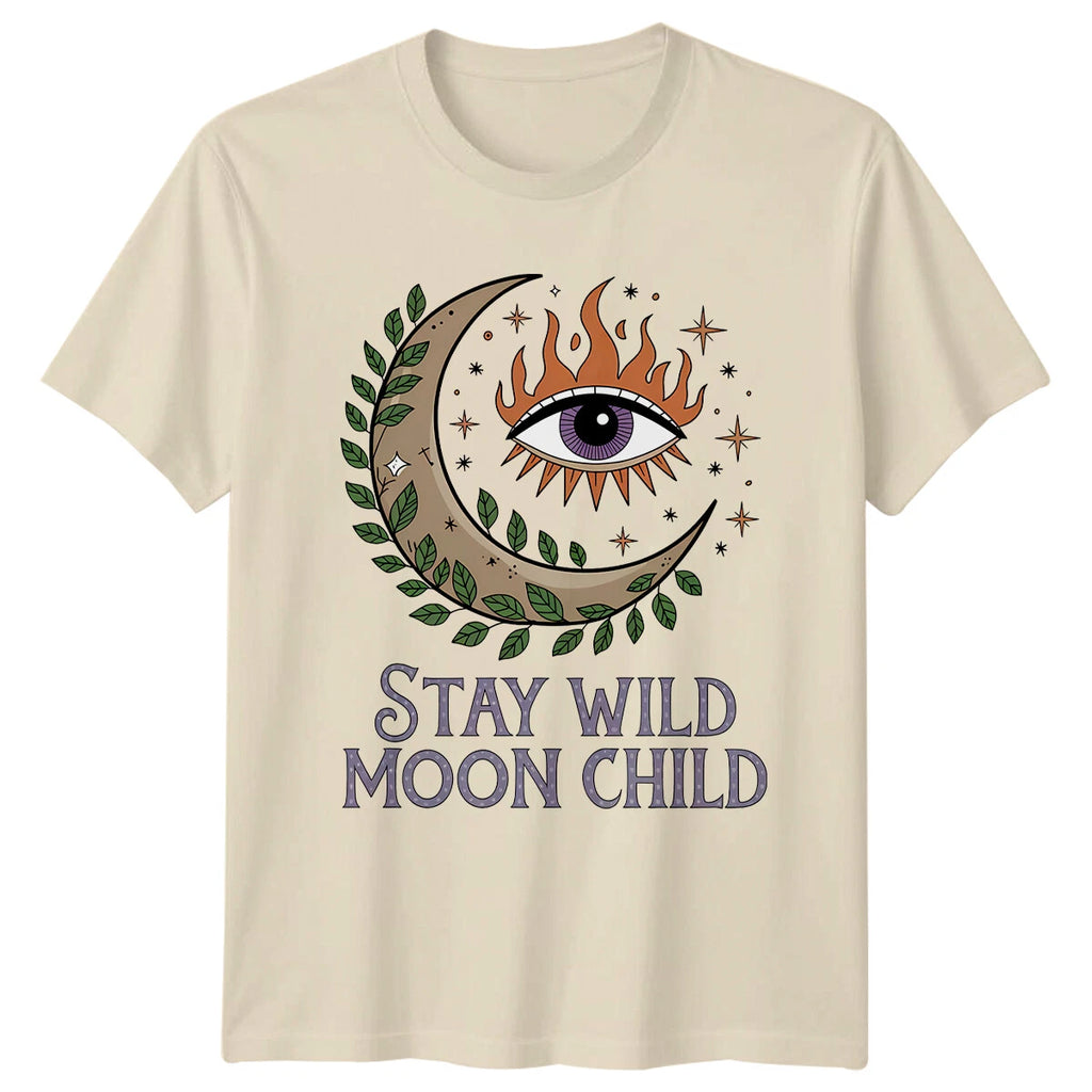 Stay Wild Moon Child T-Shirt Boho Magic Celestial Crescent Eye Tee