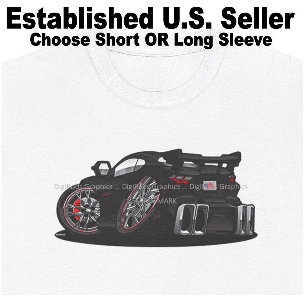 DigiRods Corvette C8 2023 Black 70th Anniversary Model Cartoon Car T Shirt