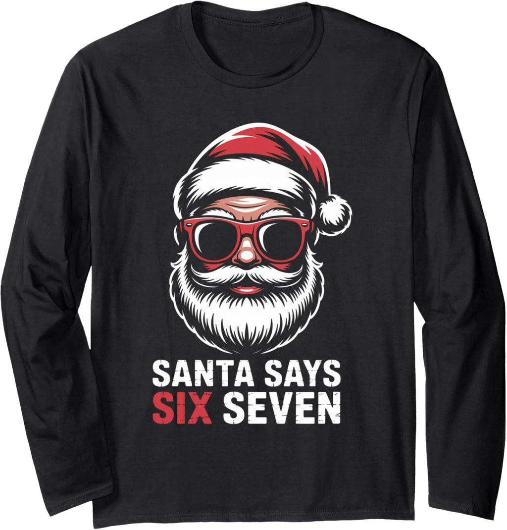 Meme Funny Six Seven Christmas 6 7 Meme Santa Long Sleeve T-Shirt