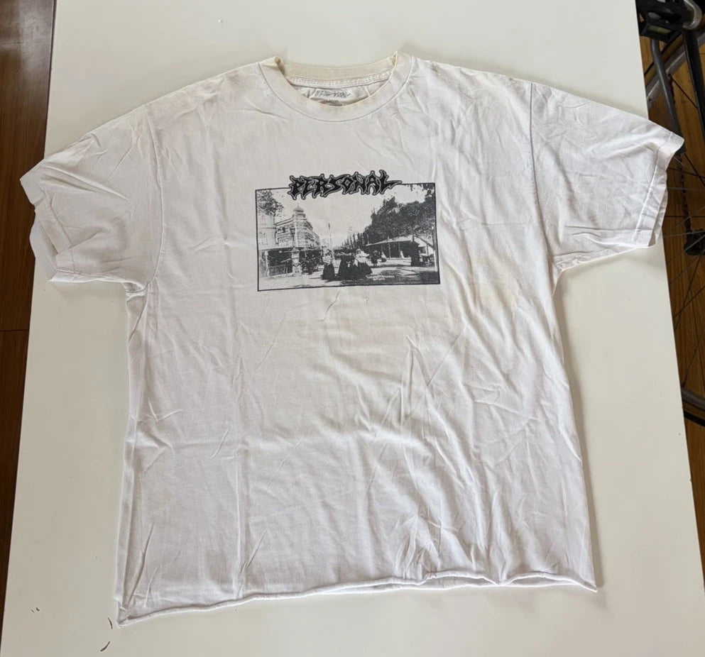 Personal White Men's T-Shirt Size L Punk Grindcore Power Violence