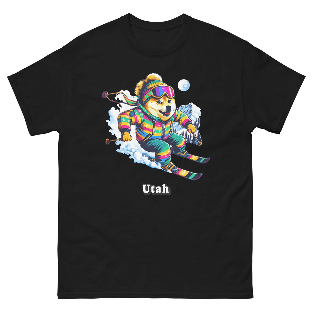 Utah Doge Skiing Funny Ski Skier Dog Meme Cute Shirt T-Shirt